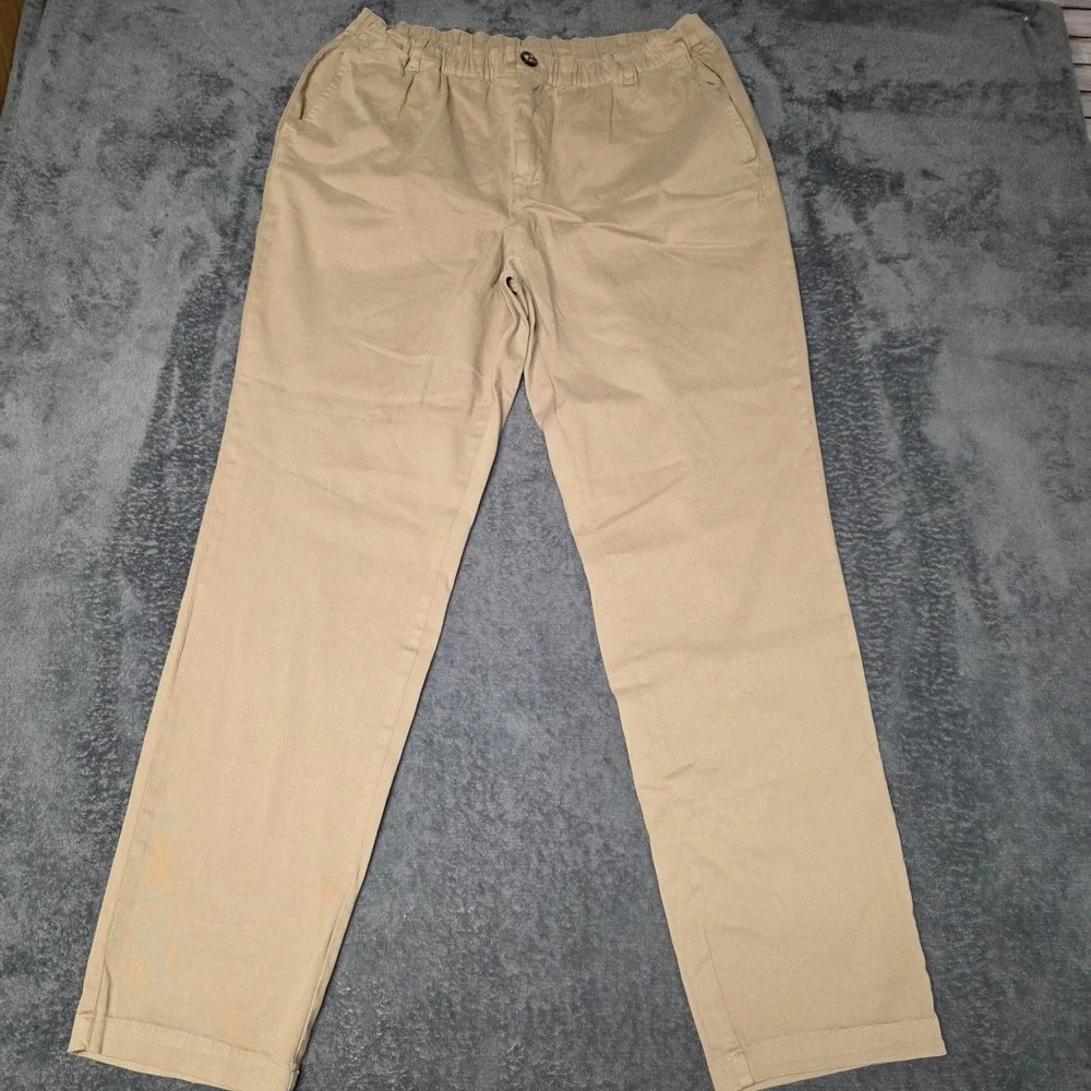Cove Pants Mens 38 USA Beige Khaki Stretch Chino Elastic Waistband